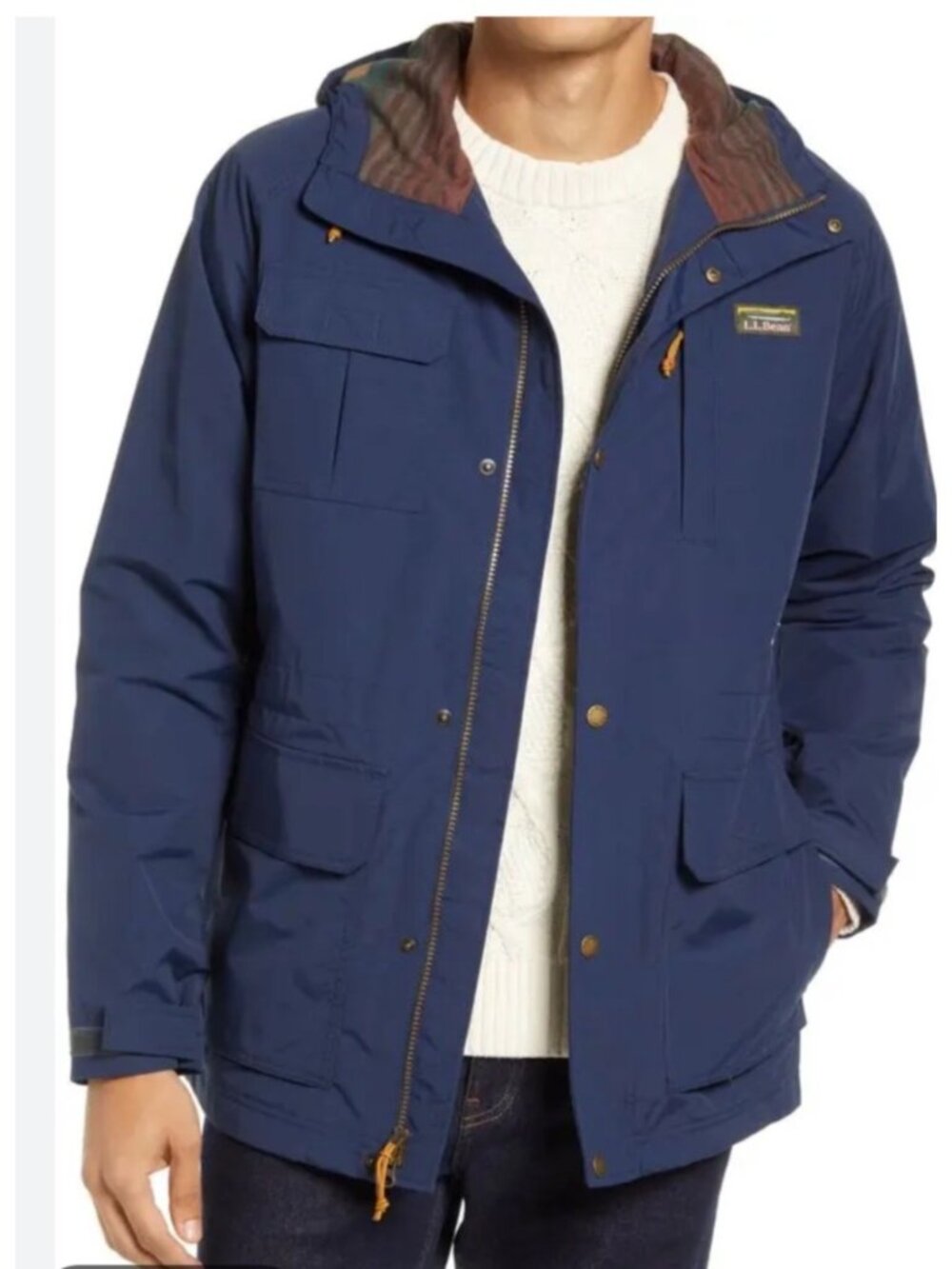 L.L.Bean Mens Size Large Tall Mountain Classic Water Resistant Jacket Navy Blue